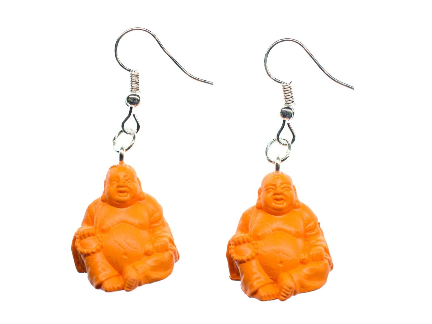 Buddha Yoga Ohrringe Meditation Miniblings Tibet Buddhismus Orange Gummi 20mm von Miniblings