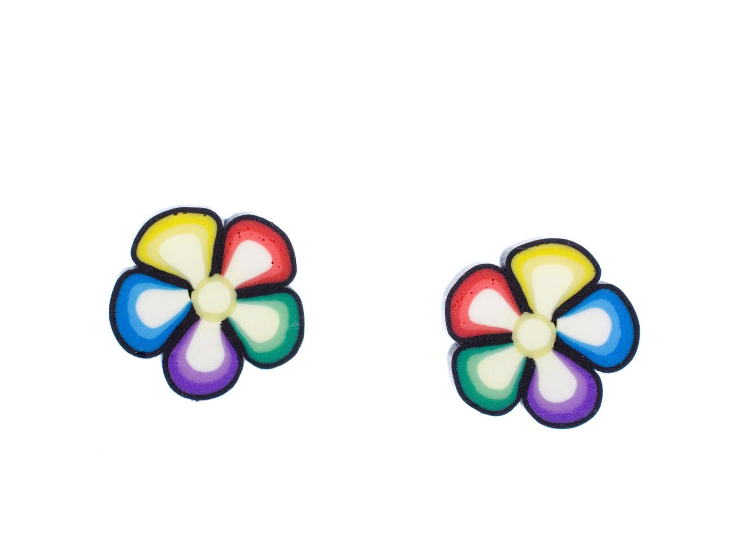 Bunte Blume Ohrstecker Miniblings Stecker Ohrringe Blumen Regenbogenfarben von Miniblings