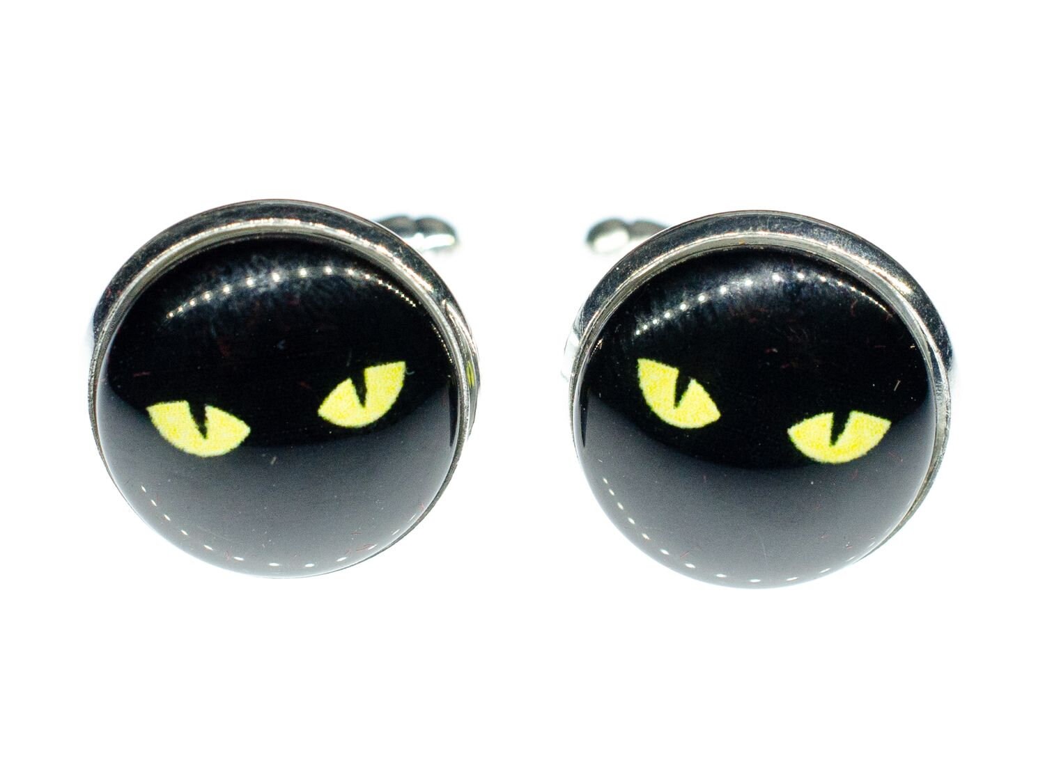 Cabochon Katzenaugen + Box Manschettenknöpfe Katzenauge Katze Auge Schwarz Gelb von Miniblings