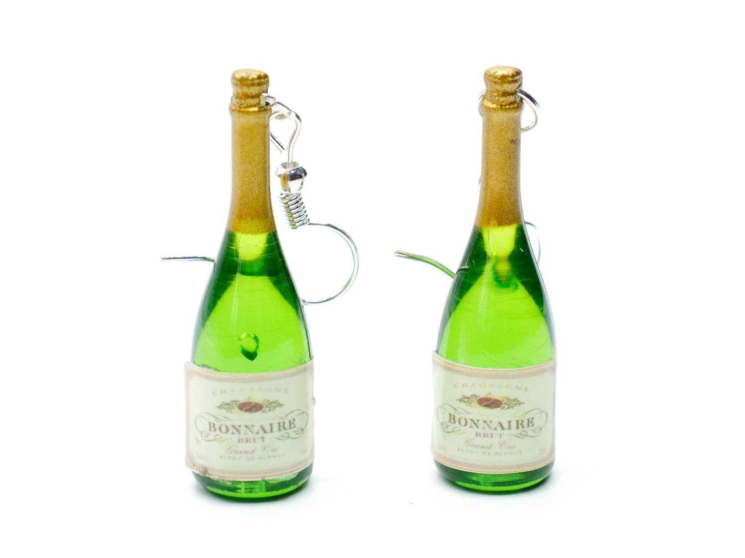 Champagner Ohrringe Miniblings Hänger Schaumwein Weinflasche Flasche Sekt Grün von Miniblings