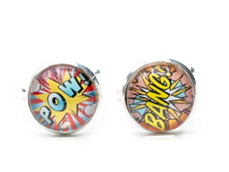 Comic Manschettenknöpfe Miniblings Zeichentrick Superheld Heft Pow Bang von Miniblings