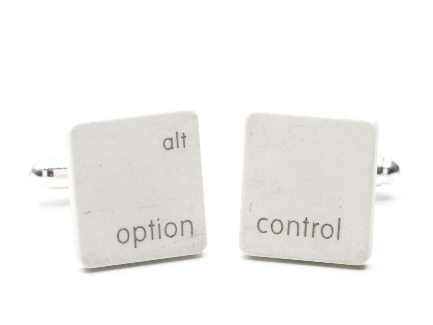 Computertaste Option Control + Box Manschettenknöpfe Taste Computer Eckig Weiß von Miniblings