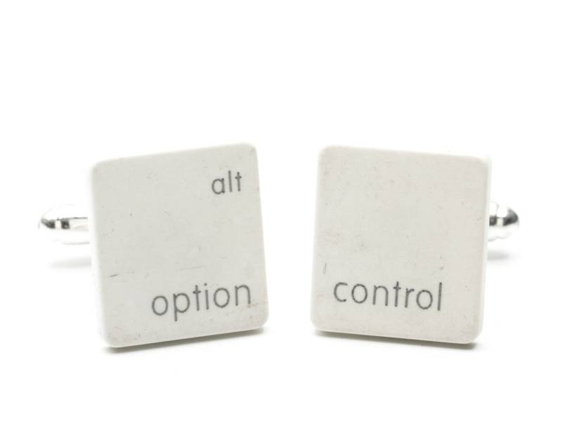 Computertaste Option Control + Box Manschettenknöpfe Taste Computer Eckig Weiß von Miniblings