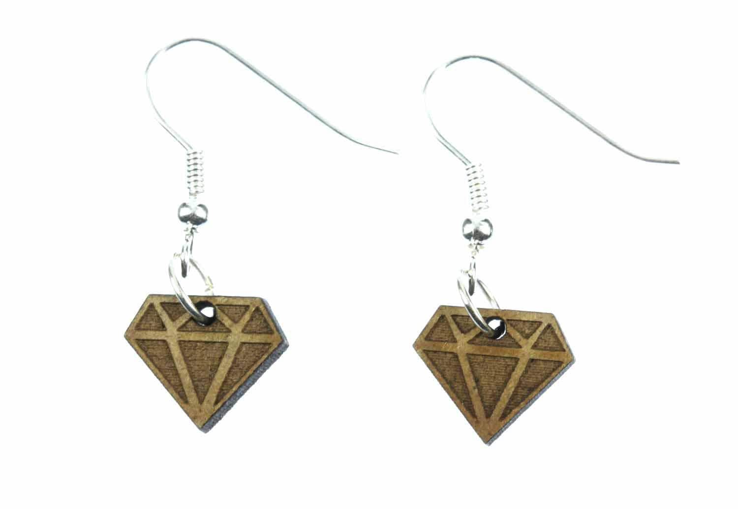 Diamant Ohrringe Miniblings Hänger Brillant Edelstein Rubin Braun Holz Hip Hop von Miniblings