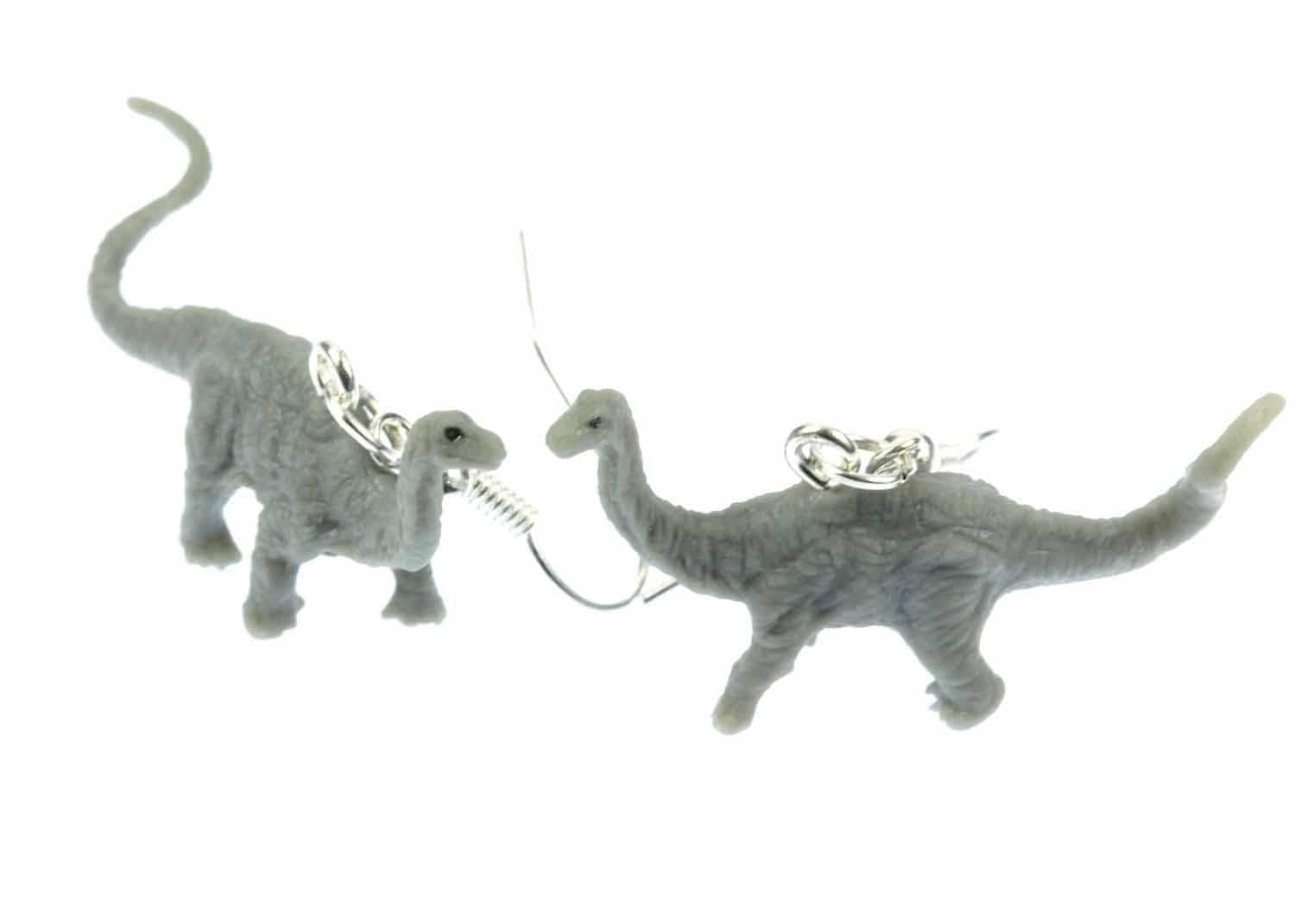 Dinosaurier Diplodocus Ohrringe Dino Miniblings Gummi Pflanzenfresser Grau von Miniblings