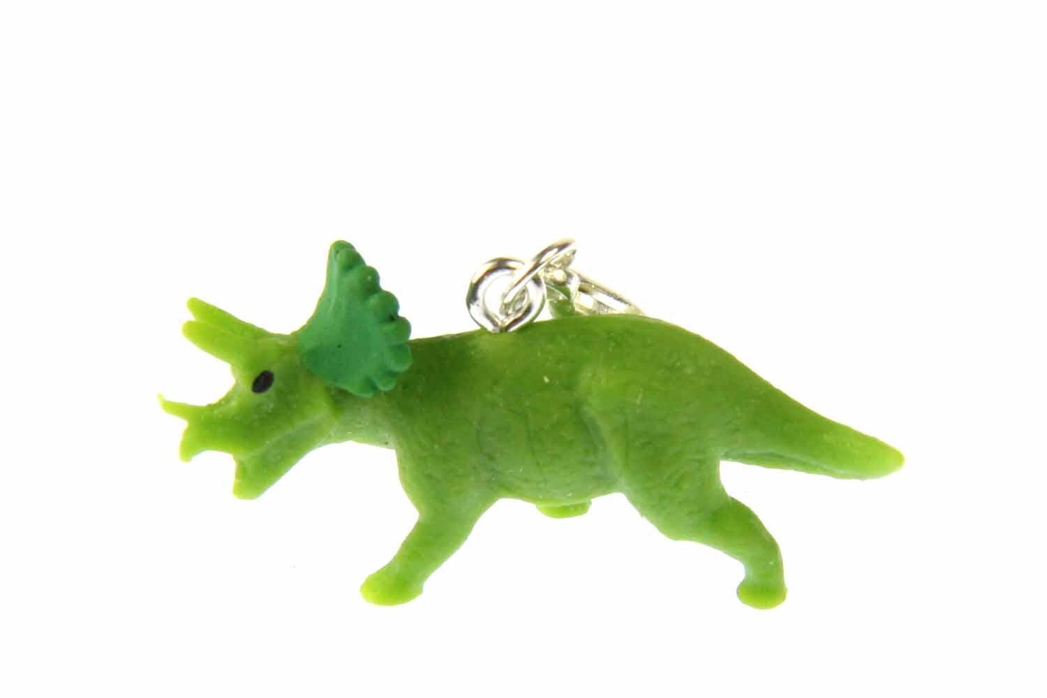 Dinosaurier Triceratops Charm Dino Miniblings Gummi Hellgrün Hörner Nackenschild von Miniblings