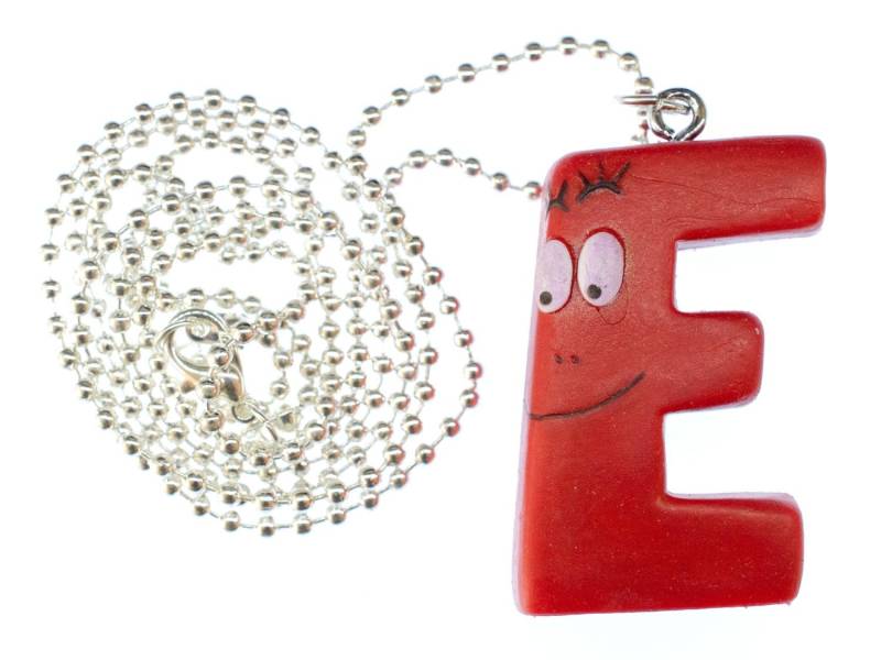 E Barbapapa Kette 80cm Miniblings Anhänger Buchstabe Initiale Abc Barbamama Rot von Miniblings