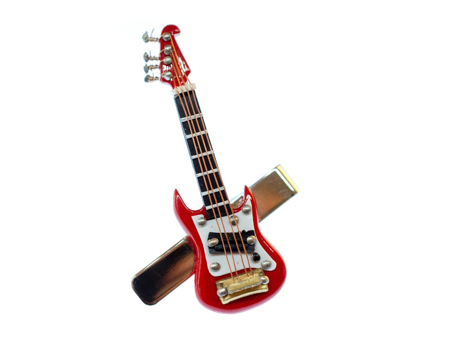 E-Gitarre Krawattennadel Krawattenhalter +Box Miniblings Gitarrist Gitarre Rot von Miniblings