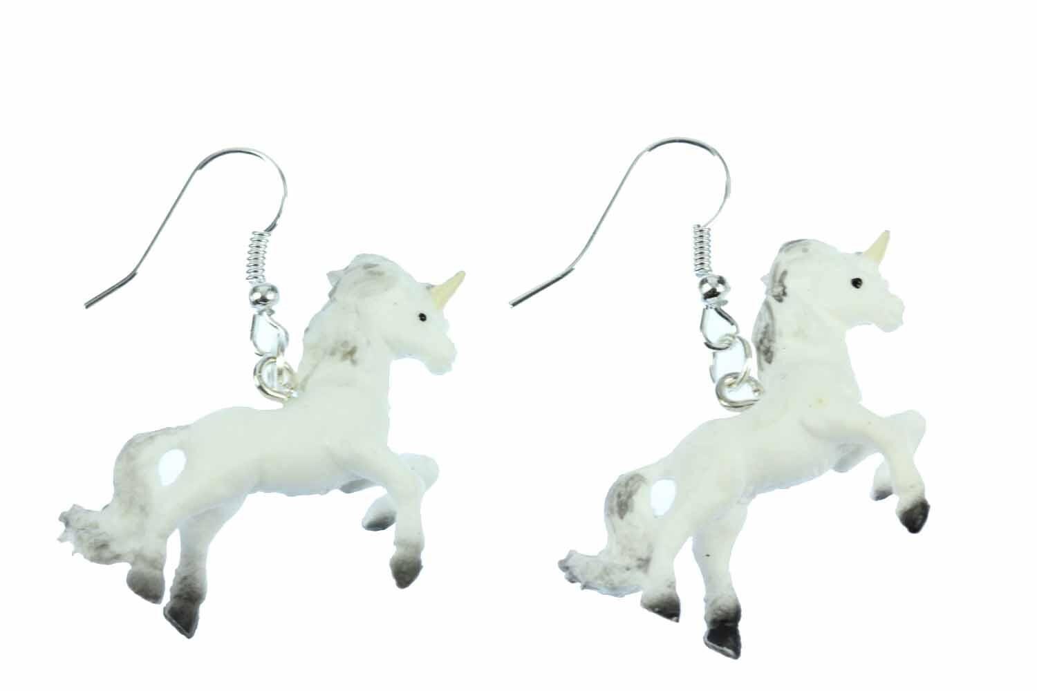 Einhorn Ohrringe Miniblings Hänger Unicorn Fantasy Pferd Pony Gummi Weiß von Miniblings