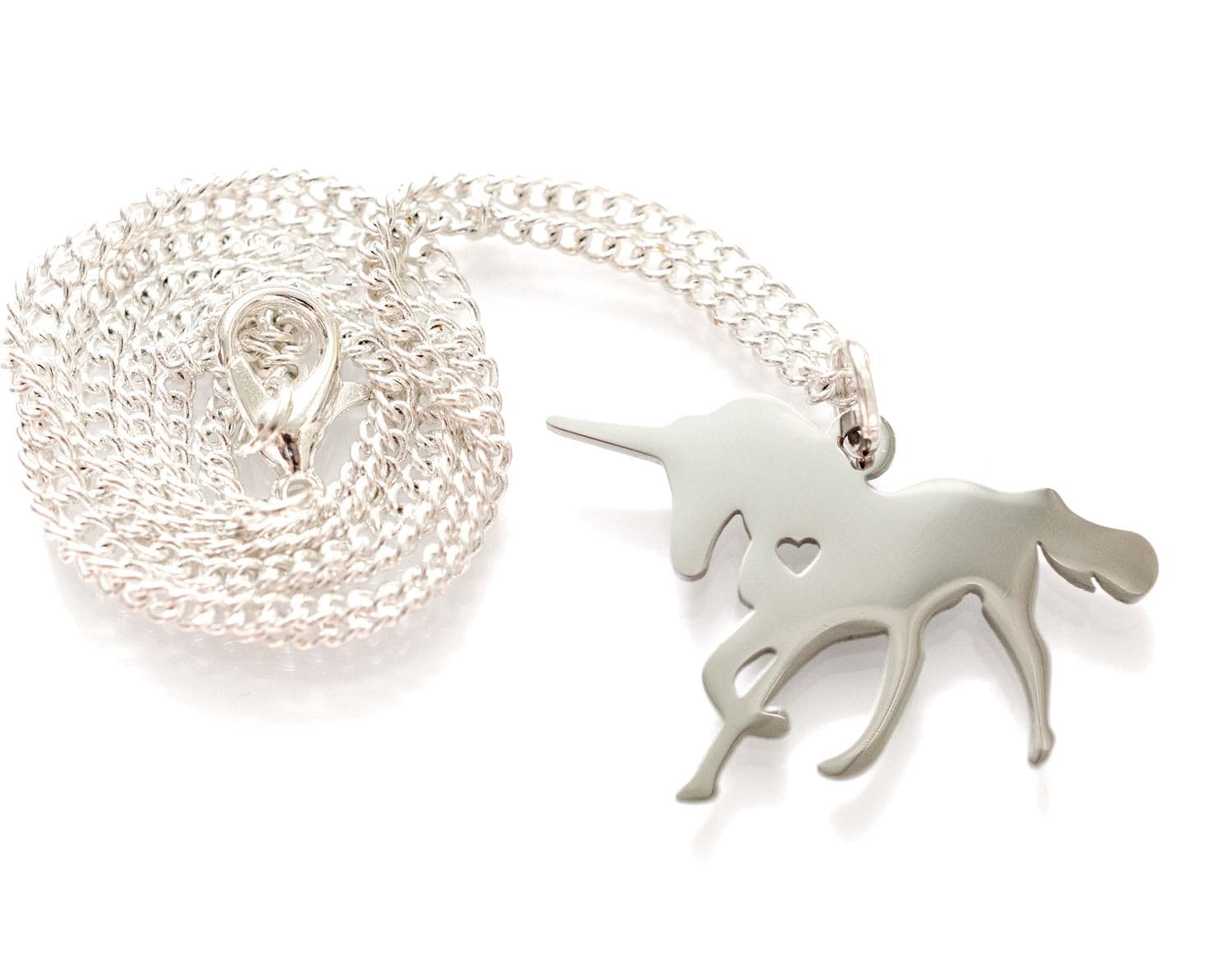 Einhorn Silhouette Kette Halskette 45cm Miniblings Pferd Herz Fantasy Edelstahl von Miniblings