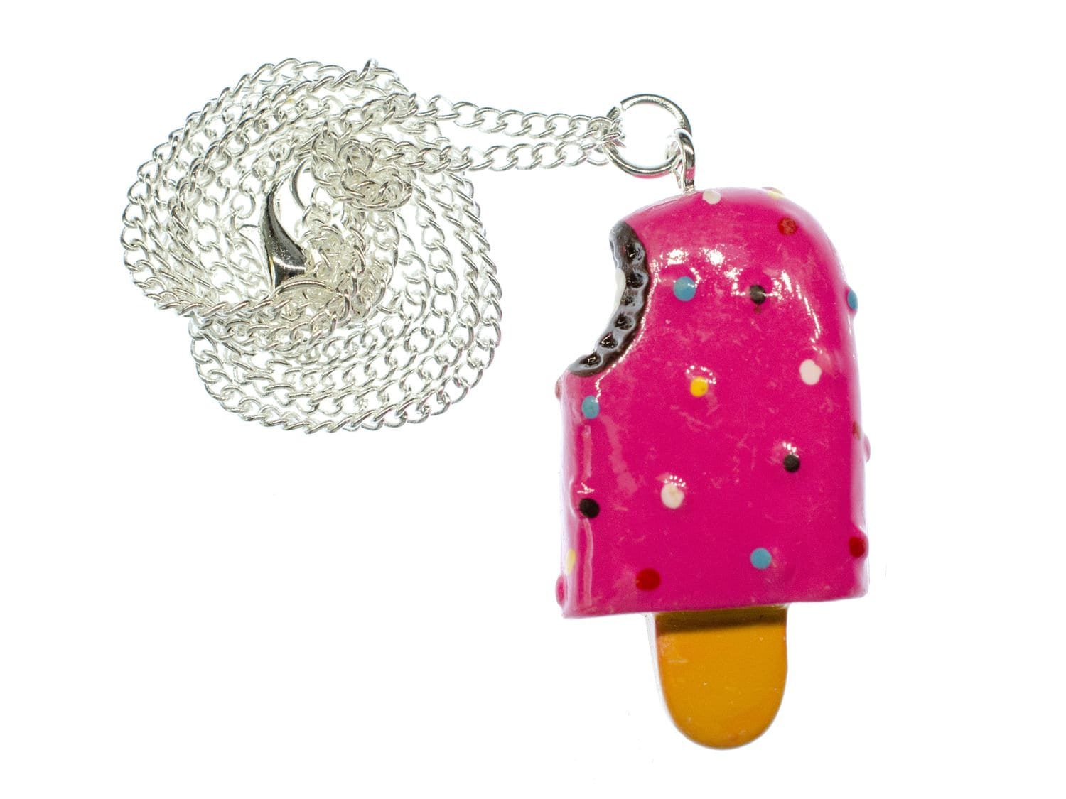Eis Am Stiel Kette Halskette 80cm Miniblings Stieleis Eiscreme Schleckeis Pink von Miniblings