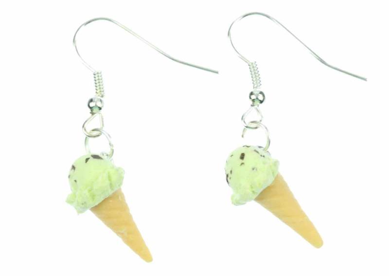 Eis Waffeleis Ohrringe Miniblings Hänger Eiscreme Eisohrringe Minze Grün von Miniblings