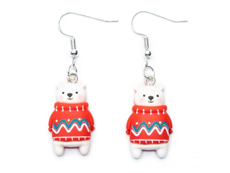 Eisbär Mit Pulli Ohrringe Miniblings Hänger Winter Weihnachtsbär Teddy Pullover von Miniblings