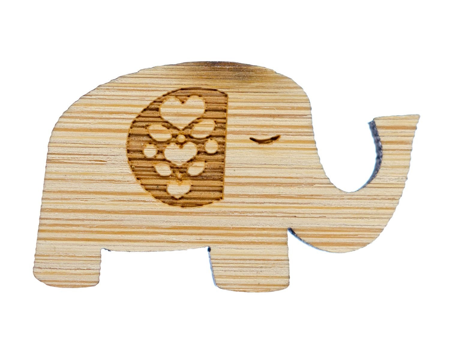Elefant Brosche Anstecknadel Dickhäuter Miniblings Afrika Indien Holz Ohr Blume Pin von Miniblings