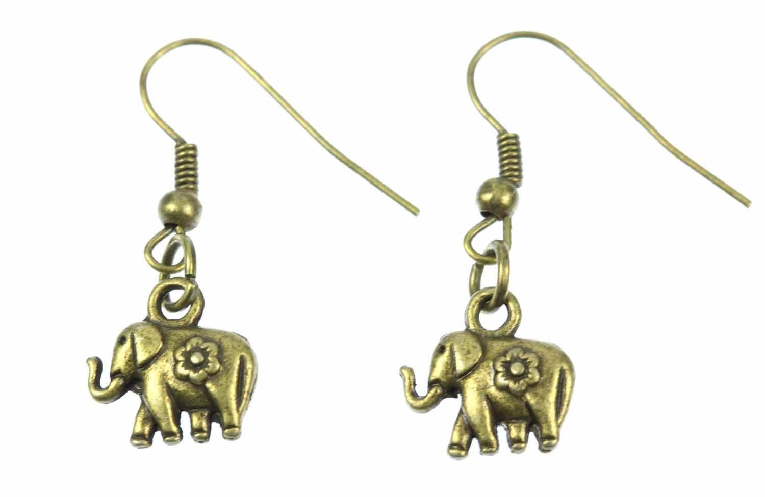 Elefant Ohrringe Elefantenohrringe Miniblings Benjamin Zoo Elephant Bronze 1cm von Miniblings