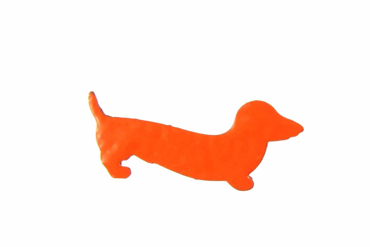 Emaille Dackel Brosche Dackelbrosche Miniblings Hund Dachshund Emailliert Orange von Miniblings