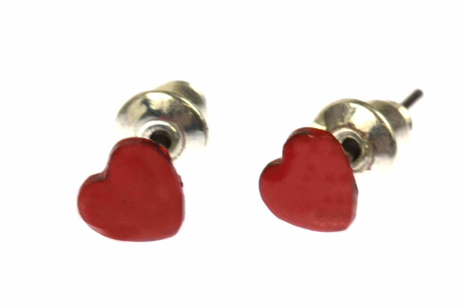 Emaille Herz Ohrstecker Miniblings Stecker Herzen Valentinstag Liebe Love 6mm von Miniblings