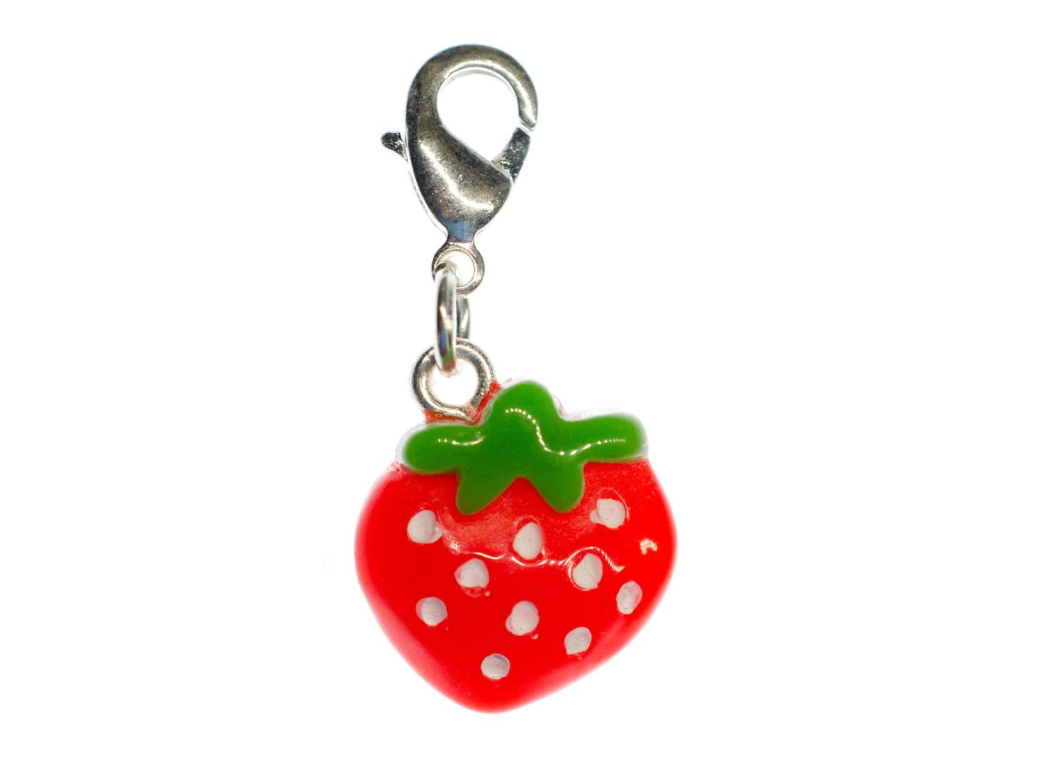 Erdbeere Charm Anhänger Bettelarmband Miniblings Charms Strawberry Rot Flach von Miniblings