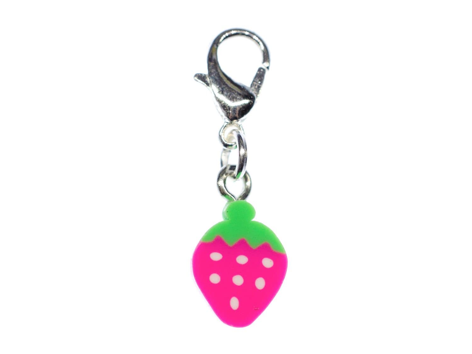 Erdbeere Charm Miniblings Zipper Pull Anhänger Frucht Obst Beere Scheibe Pink von Miniblings