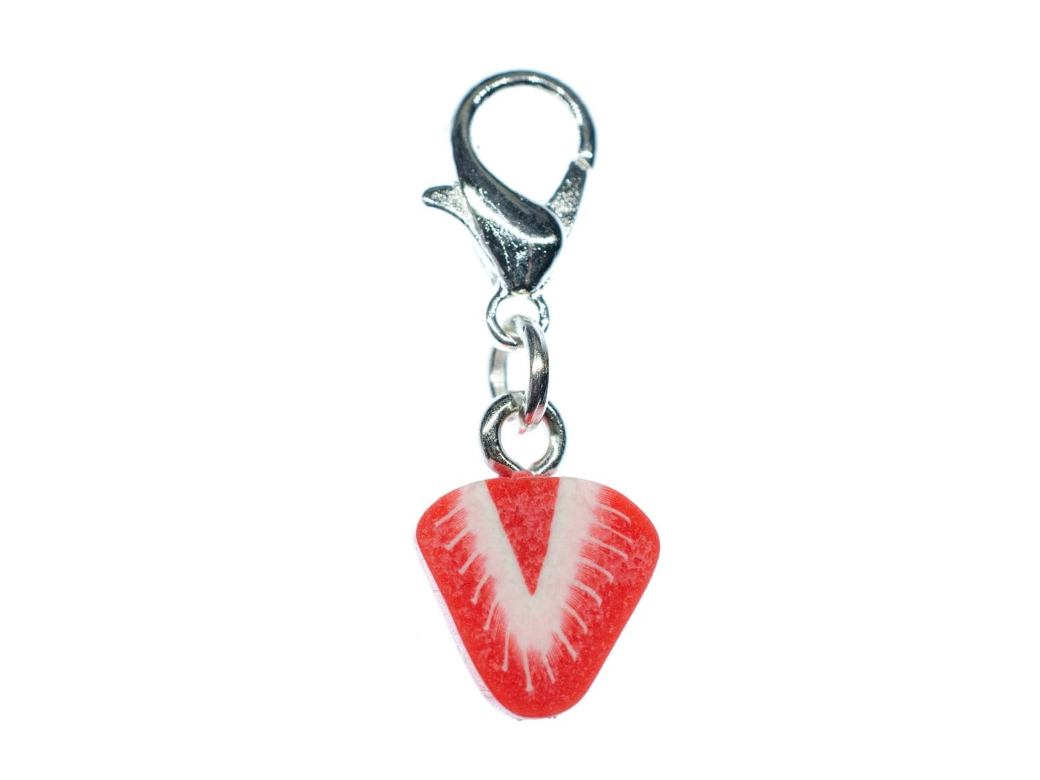 Erdbeere Charm Miniblings Zipper Pull Anhänger Frucht Obst Beere Scheibe Rot von Miniblings