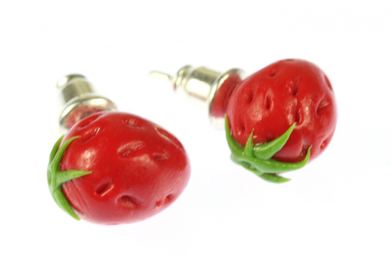 Erdbeere Ohrstecker Miniblings Stecker Ohrringe Erdbeer Beere Frucht Rund 3D Rot von Miniblings