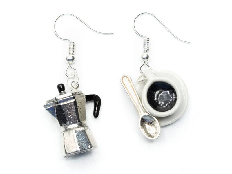 Espressokanne Mokka Tasse Ohrringe Miniblings Hänger Kaffeekanne Kaffeekränzchen von Miniblings