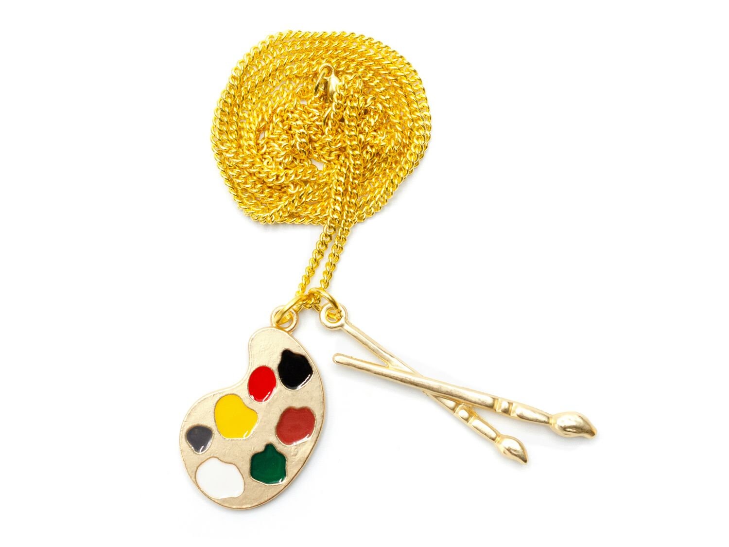 Farbpalette Pinsel Kette Halskette 60cm Miniblings Palette Malen Künstler Gold von Miniblings