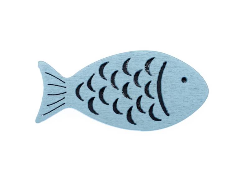 Fisch Brosche Miniblings Anstecknadel Blau Meer Ozean Holz 5cm von Miniblings