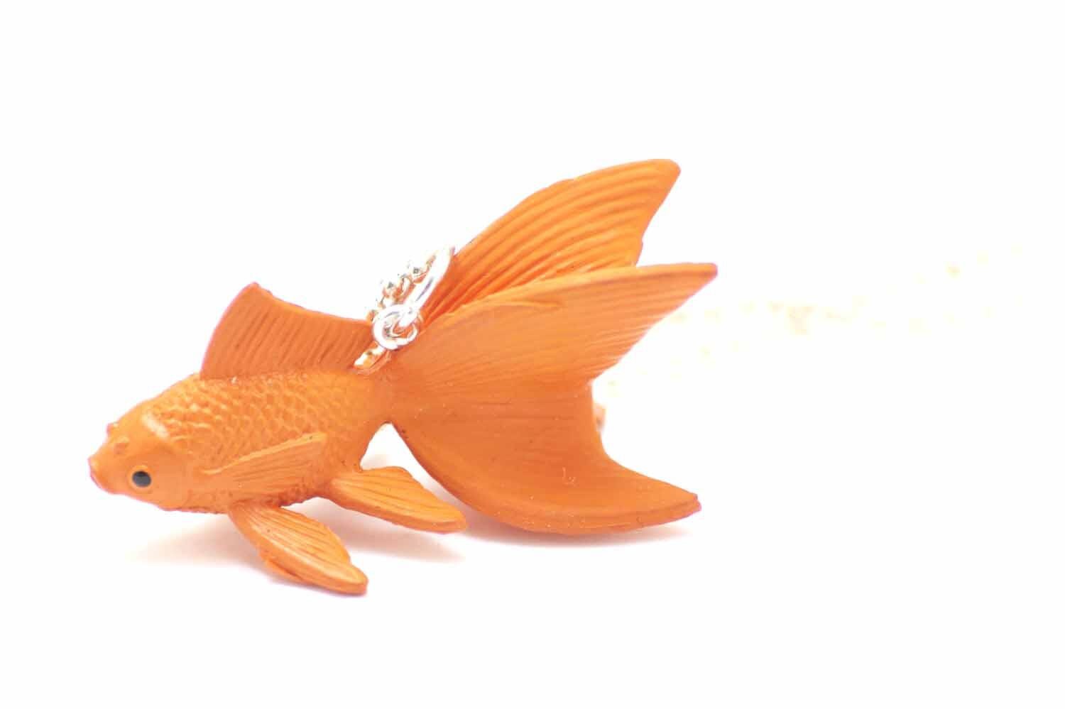 Fisch Koi Kette Halskette Miniblings 80cm Goldfisch Fischkette Kampffisch Orange von Miniblings
