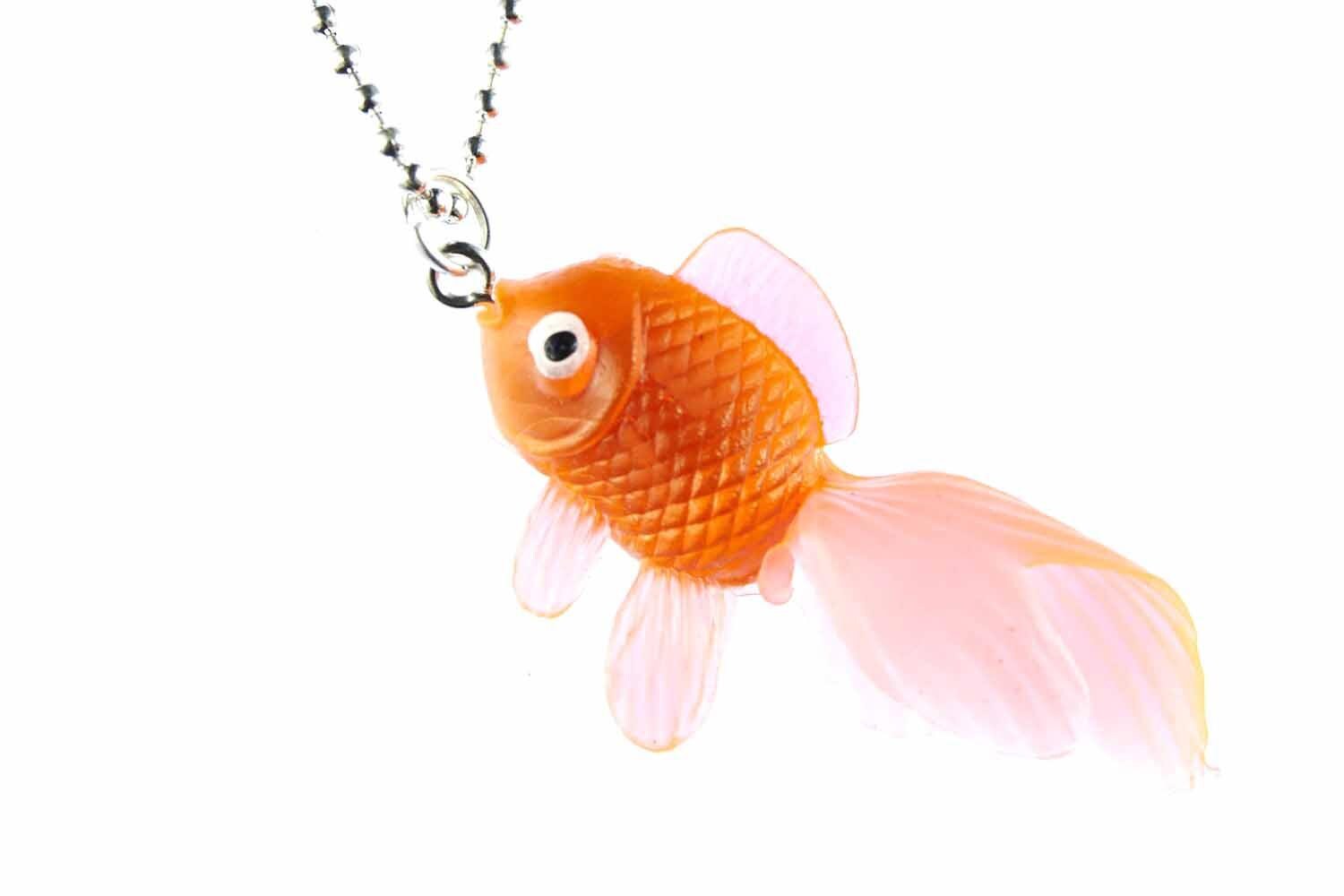 Fisch Koi Kette Halskette Miniblings 80cm Kampffisch Fischkette Goldfisch Orange Neon von Miniblings