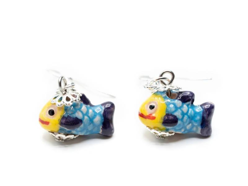 Fisch Ohrringe Miniblings Hänger Ozean Aquarium Tier Kinder Keramik Handarbeit von Miniblings