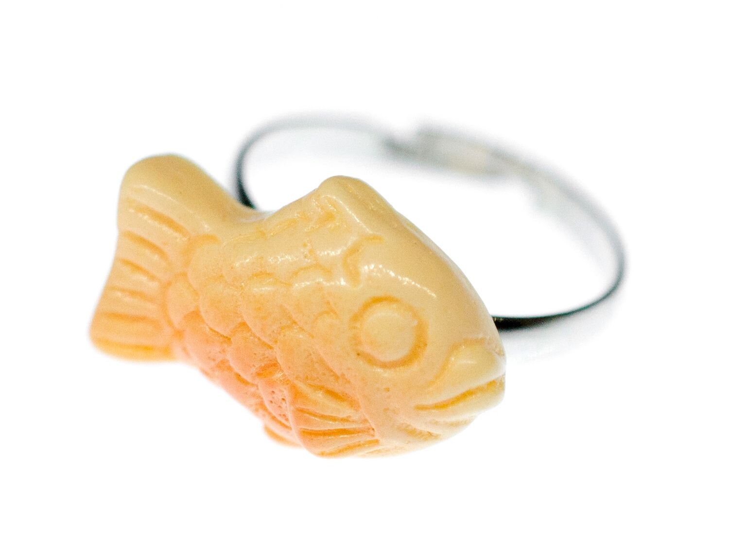 Fisch Ring Miniblings Fingerring Keks Taiyaki Orange Meer Wasser Ozean See von Miniblings