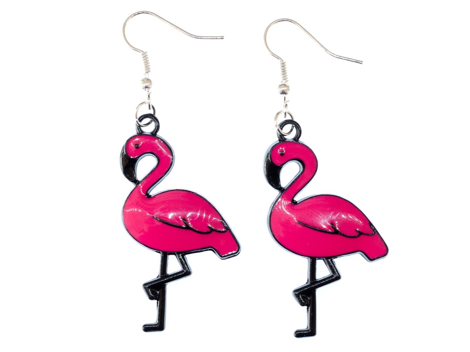 Flamingo Ohrringe Miniblings Hänger Flamingos Vogel Vögel Zoo Emailliert Pink von Miniblings