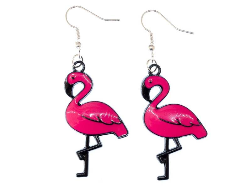 Flamingo Ohrringe Miniblings Hänger Flamingos Vogel Vögel Zoo Emailliert Pink von Miniblings