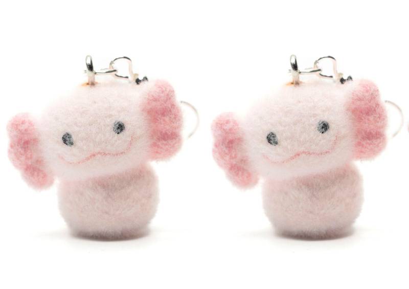 Flauschiger Axolotl Ohrringe Miniblings Hänger Kinder Aquarium Beflockt von Miniblings