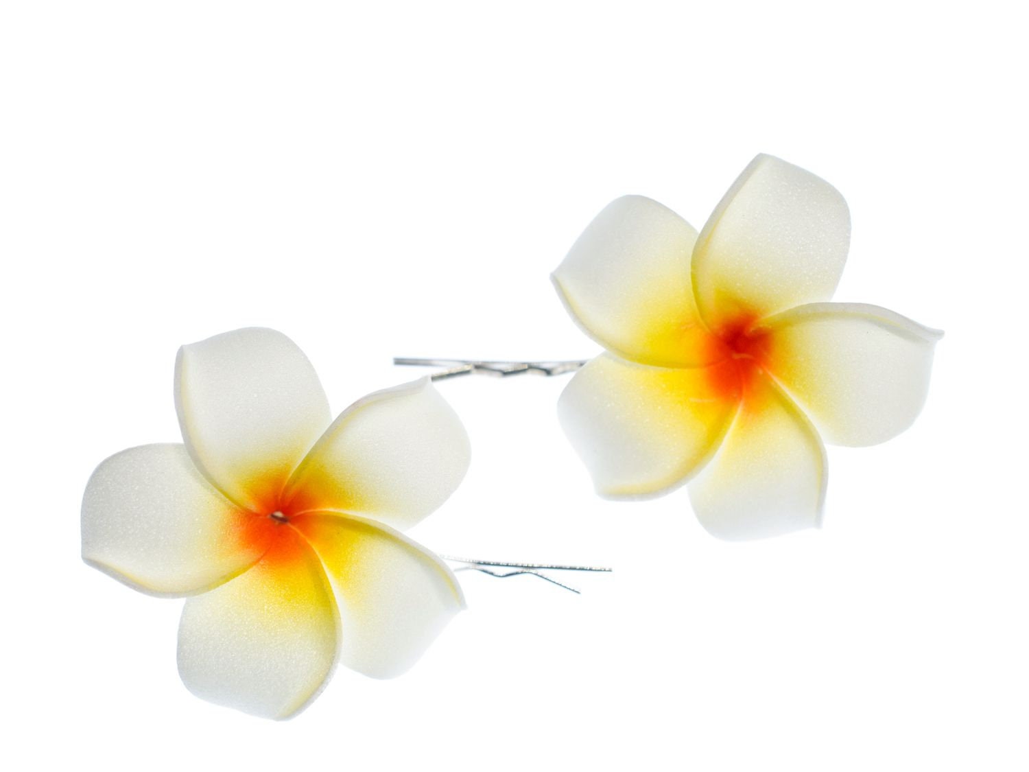 Frangipani 2Er Set Blumen Haarspangen Plumeria Miniblings Lilie Surfer Hawaii von Miniblings