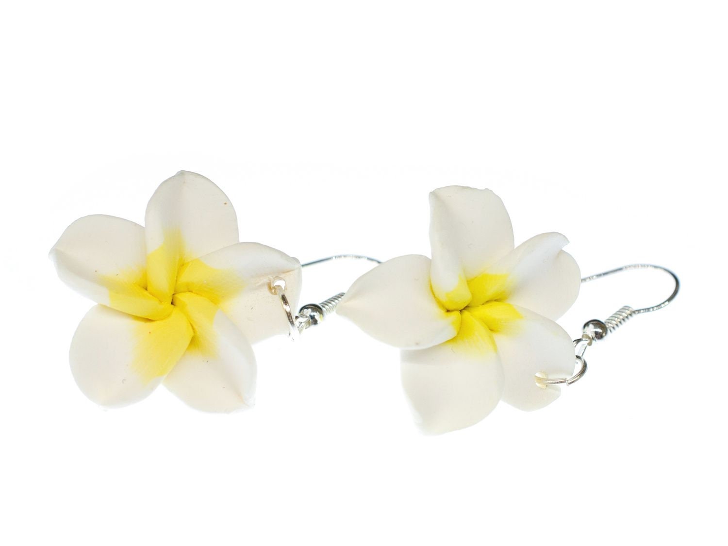 Frangipani Ohrringe Miniblings Blume Blumenohrrige Plumeria Surfing Weiß Clay von Miniblings