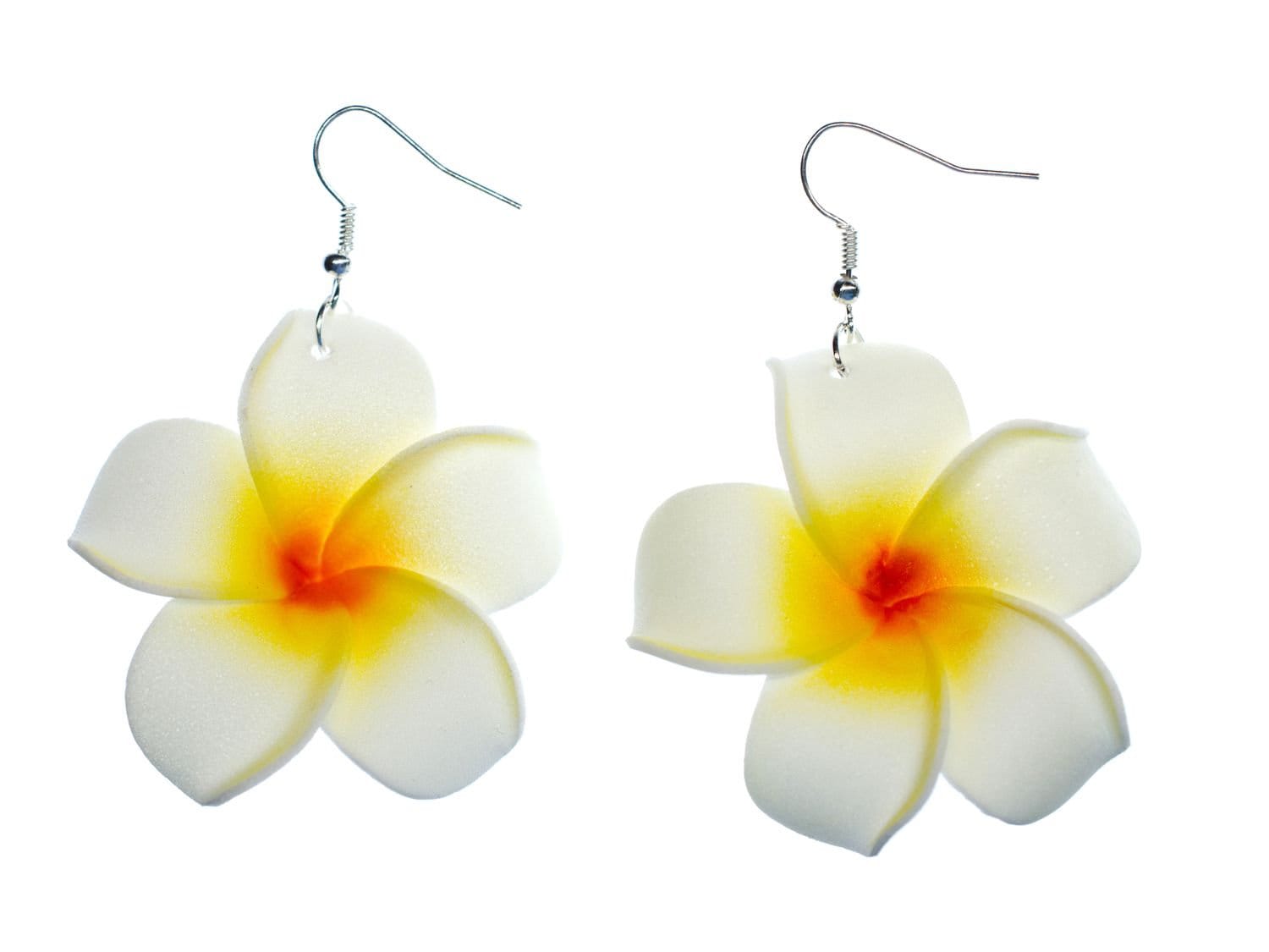 Frangipani Ohrringe Miniblings Hänger Blume Lilie Hawaii Plumeria Surfing Stoff von Miniblings