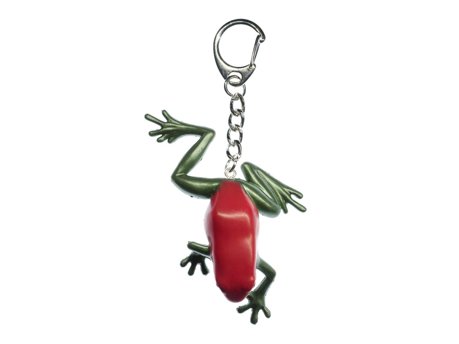 Frosch Schlüsselanhänger Miniblings Anhänger Schlüsselring 50mm Pfeilgiftfrosch Glanz Rot Grün von Miniblings