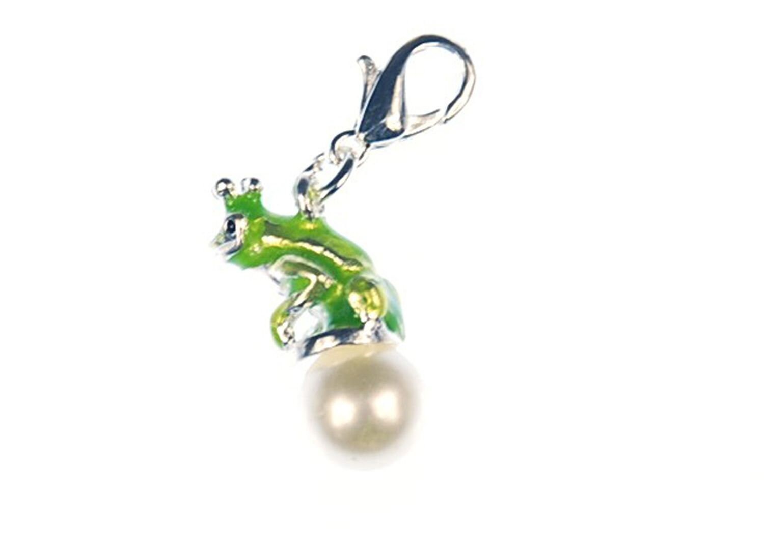 Froschkönig Charm Zipper Pull Anhänger Miniblings Frosch Krone Perle Emailliert von Miniblings