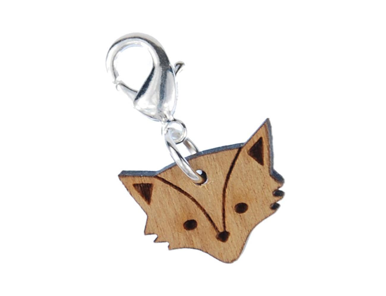 Fuchskopf Charm Zipper Pull Anhänger Miniblings Fuchs Tier Katze Zoo Holz von Miniblings