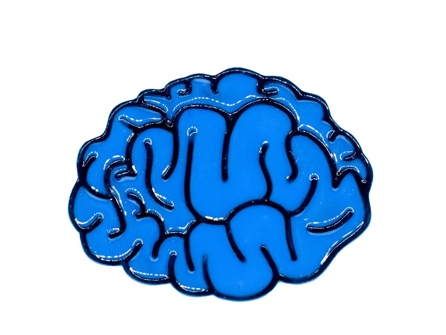 Gehirn Brosche Anstecknadel Hirn Blau Anatomie Mensch Kopf Denken Iq Comic Brain von Miniblings