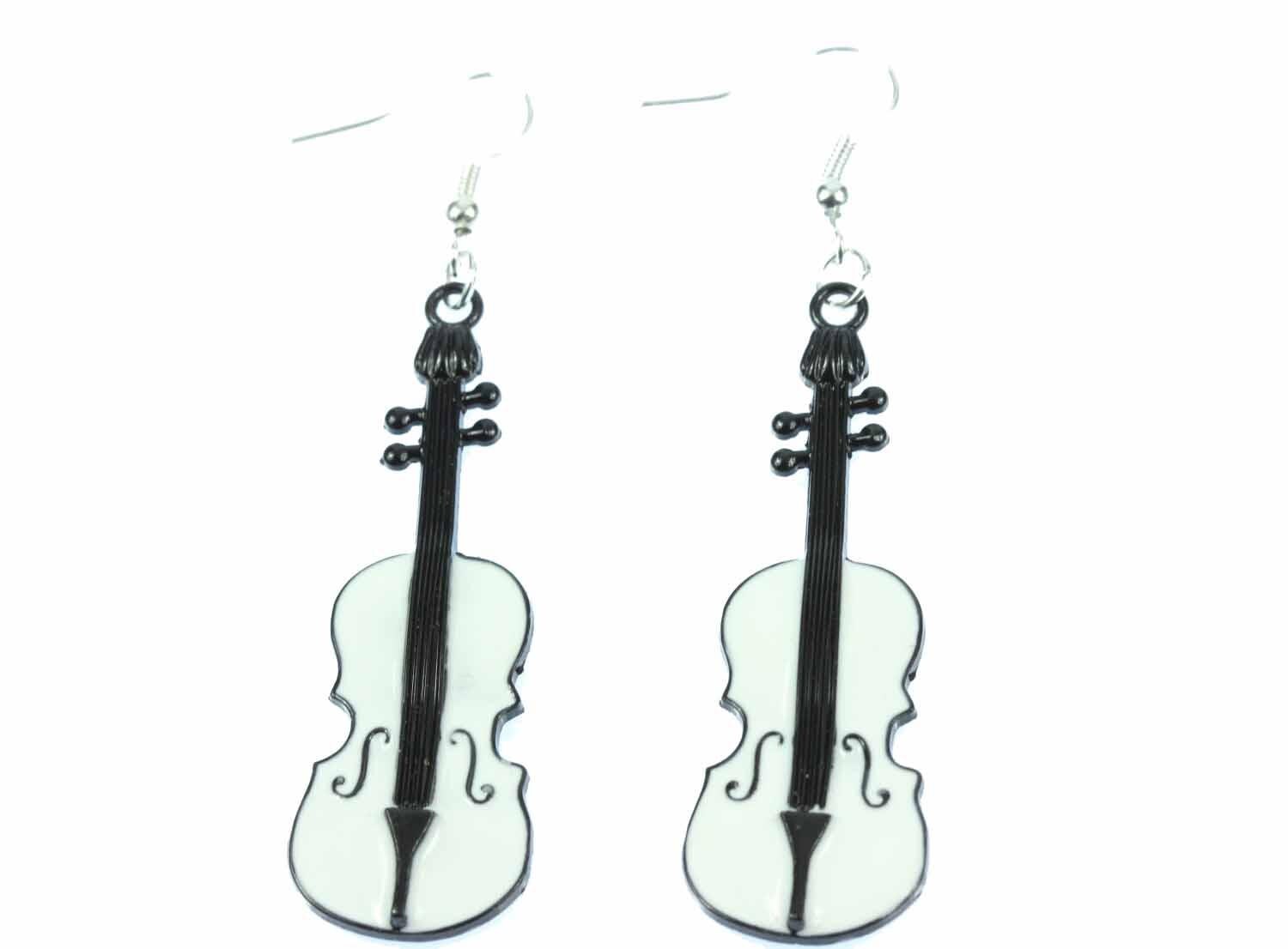 Geige Ohrringe Geigenohrringe Miniblings Violine Bratsche Geiger Violinen Weiß von Miniblings