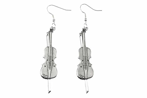 Miniblings Geige Ohrringe Geigenohrringe Violine Bratsche Geiger versilbert - Handmade Modeschmuck I Ohrhänger Ohrschmuck versilbert von Miniblings
