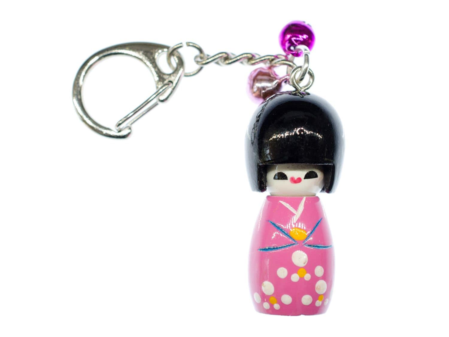 Geisha Schlüsselanhänger Miniblings Puppe Püppchen Holz Asien Doll Pink Kokeshi von Miniblings