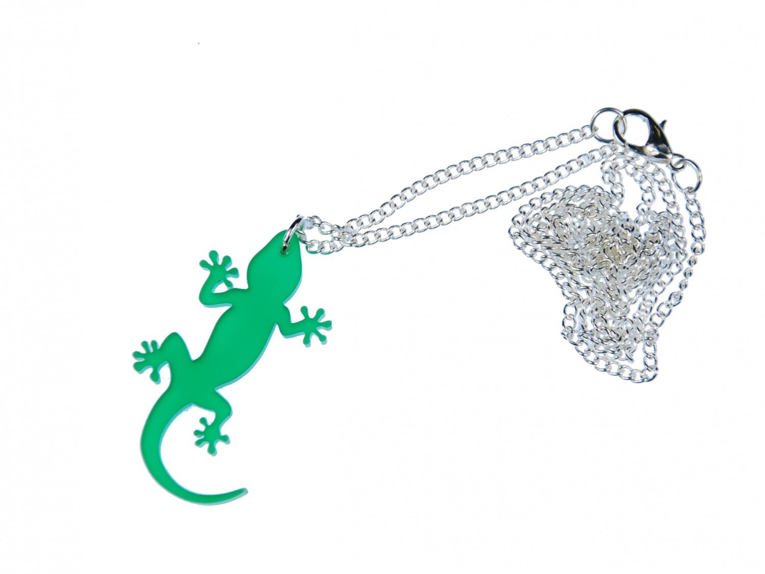 Gekko Kette Halskette Miniblings 60cm Salamander Eidechse Gecko Acrylglas Grün von Miniblings
