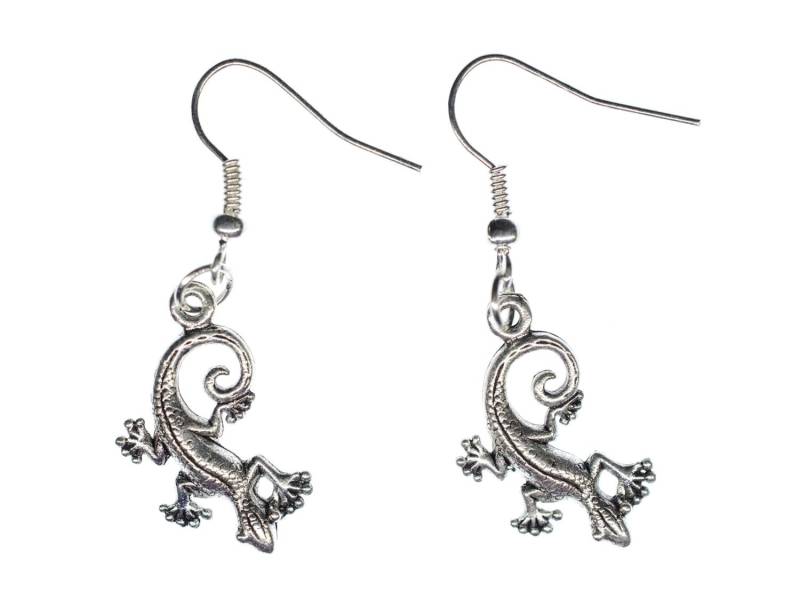 Gekko Ohrringe Geckoohringe Miniblings Geckos Echse Salamander Eidechse Silber von Miniblings