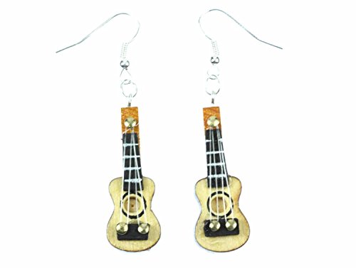 Miniblings Gitarre Ohrringe Hänger Gitarrenohrringe Gitarren Musik Musiker Holz - Handmade Modeschmuck I Ohrhänger Ohrschmuck versilbert von Miniblings