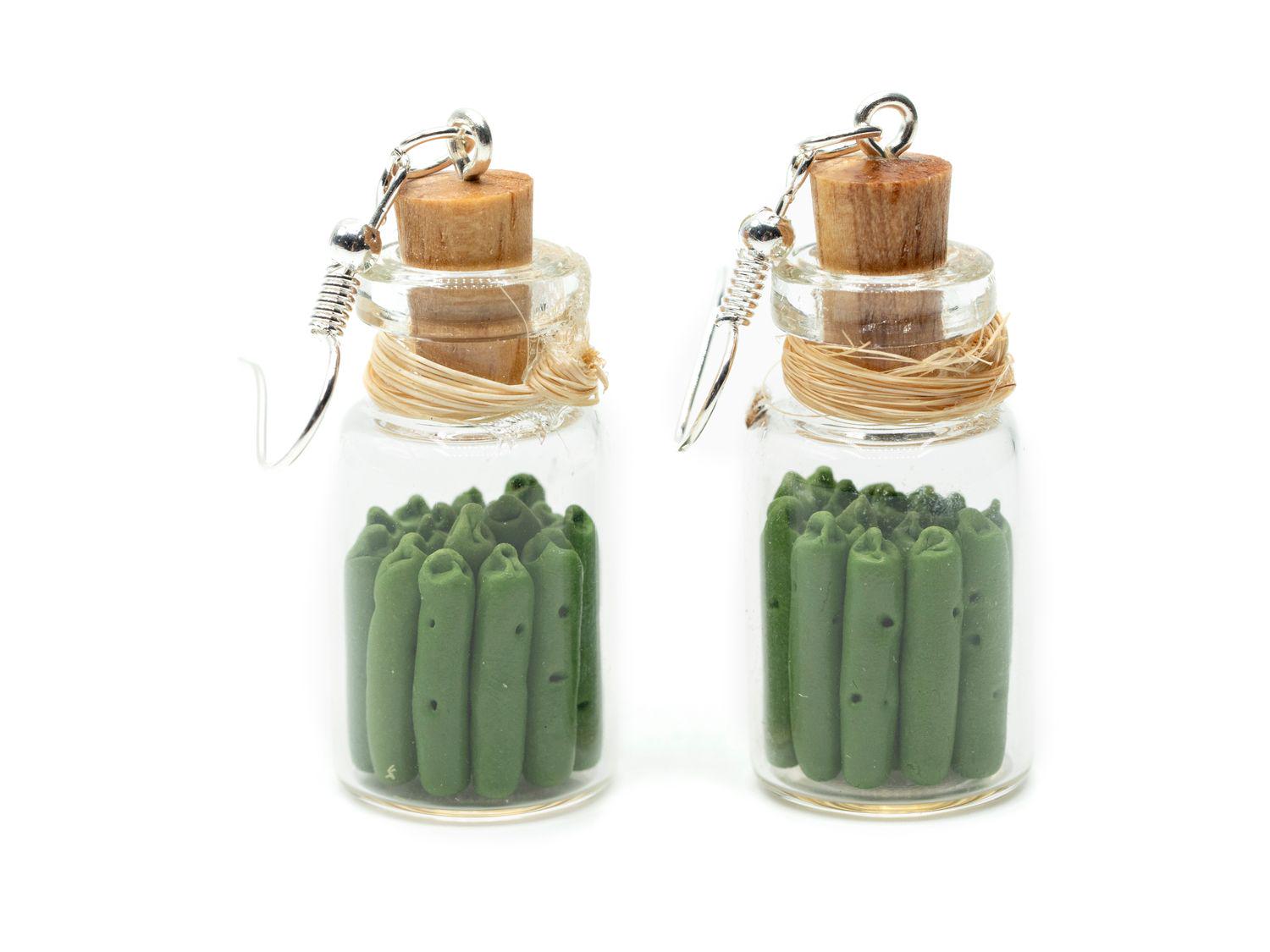 Glas Mit Sauren Gurken Ohrringe Miniblings Hänger Gürkchen Pickels Cornichons von Miniblings