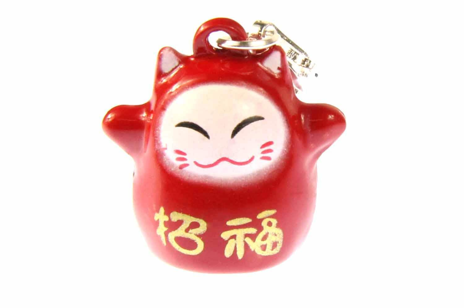 Glückskatze Winkekatze Maneki-Neko Charm Anhängerminiblings Manineko Manga Rot von Miniblings